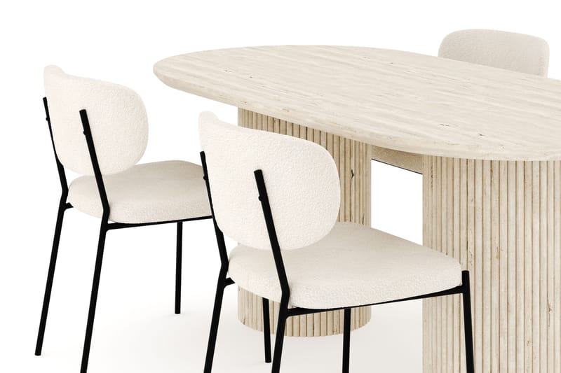 Uppveda Spisegruppe 180 cm Oval med 4 Gemmiano Spisestoler - Travertin - Møbler - Bord - Spisegrupper