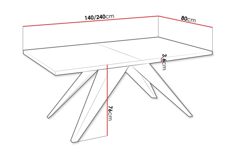 Vento Spisebord 240 cm - Svart - Møbler - Bord - Spisebord & kjøkkenbord