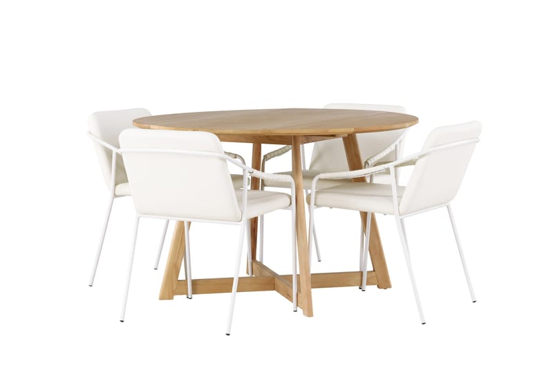 Yakidon Spisegruppe 120 cm Rund med 4 Tvista Stoler - Beige - Møbler - Bord - Spisegrupper