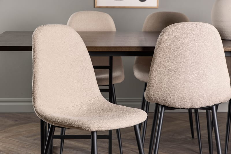 Ystad Spisegruppe 220 cm Rektangulær med 6 Bennie Stoler - Beige - Møbler - Bord - Spisegrupper