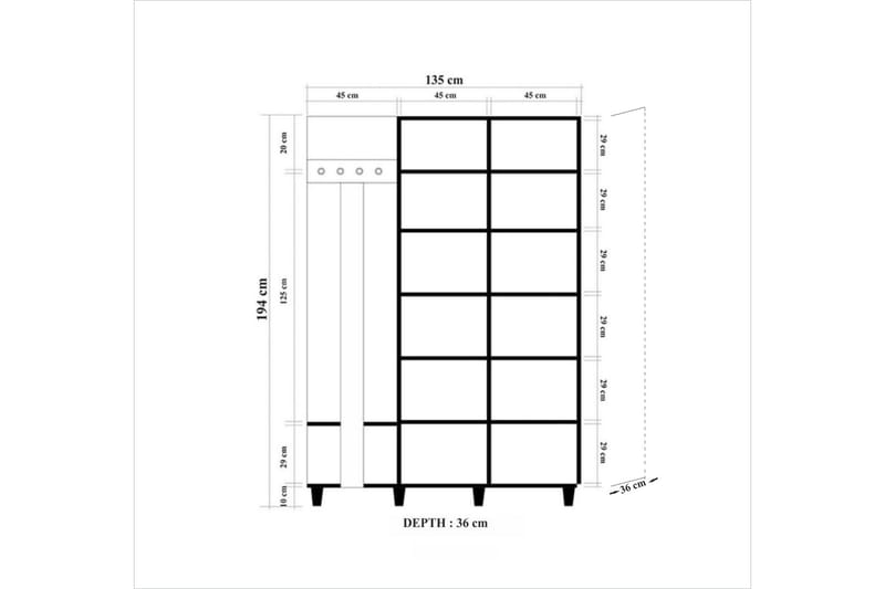 Brokind Klesoppbevaring 135 cm - Brun/Eik - Møbler - Gangmøbler - Møbelsett til gang & entre