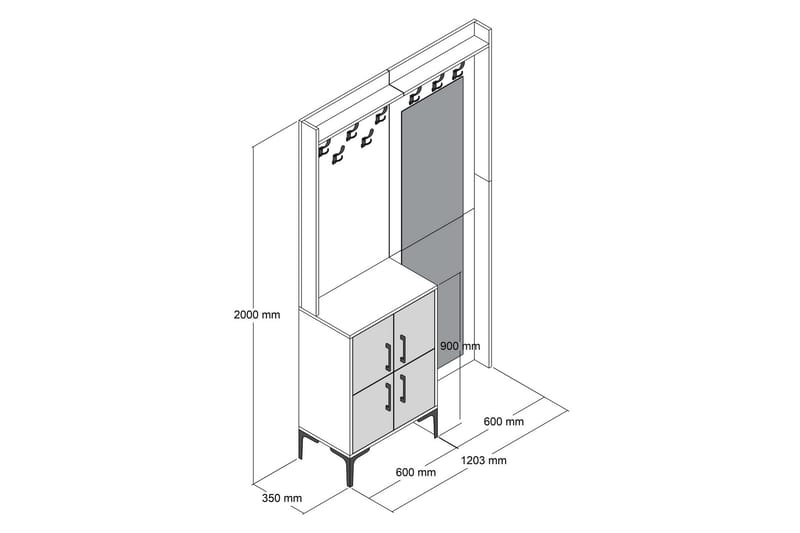 Retzow Gangmøbelsett 120 cm - Brun/Hvit - Møbler - Gangmøbler - Møbelsett til gang & entre