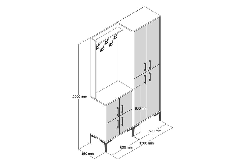 Retzow Gangmøbelsett 120 cm - Brun/Hvit - Møbler - Gangmøbler - Møbelsett til gang & entre