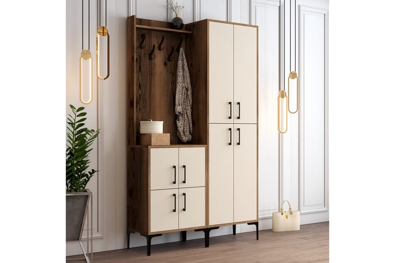 Retzow Gangmøbelsett 120 cm - Mørkebrun/Beige - Møbler - Gangmøbler - Møbelsett til gang & entre