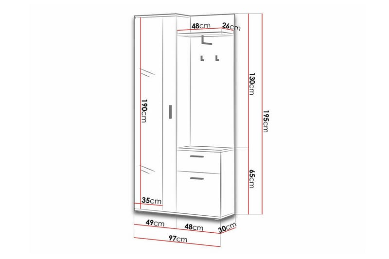 Rosehall Gangmøbelsett 97x30 cm - Svart - Møbler - Gangmøbler - Møbelsett til gang & entre