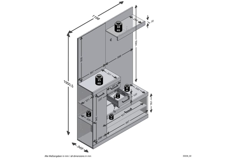 Samekia Garderobe 120 cm - Møbler - Gangmøbler - Møbelsett til gang & entre