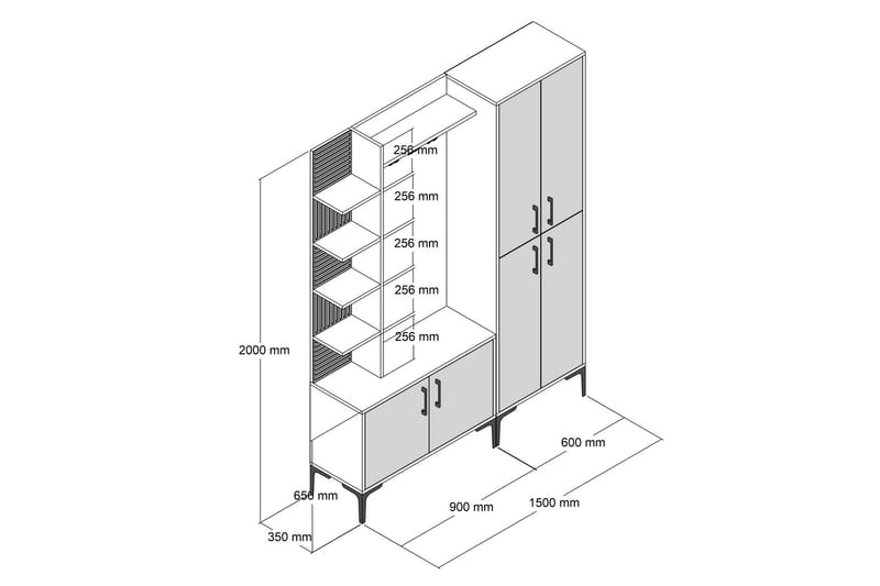 Schmida Gangmøbelsett 150 cm - Mørkebrun - Møbler - Gangmøbler - Møbelsett til gang & entre