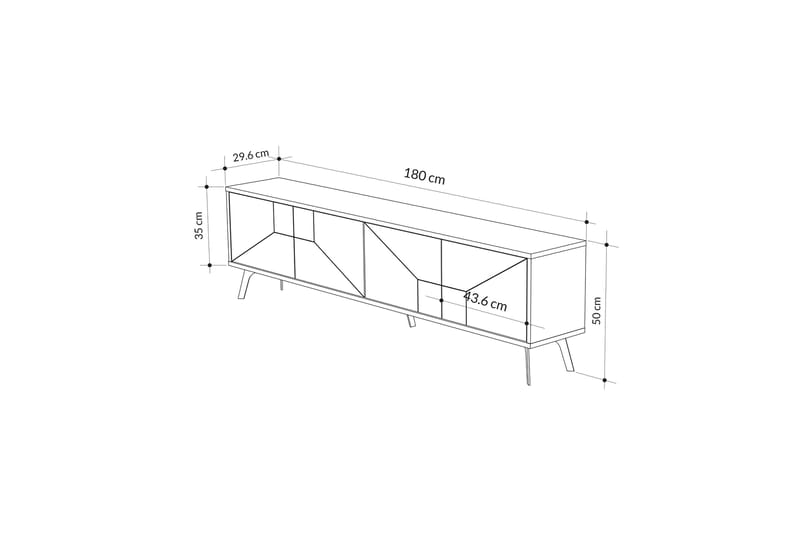 Dune TV-benk 180x29,6 cm Hvit - Hanah Home - Møbler - Mediamøbel & tv møbel - TV-benk & mediabenk