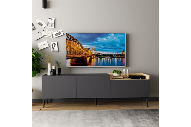 Mijara TV-benk 160x37 cm Svart - Hanah Home - Møbler - Mediamøbel & tv møbel - TV-benk & mediabenk