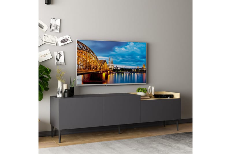 Mijara TV-benk 160x37 cm Svart - Hanah Home - Møbler - Mediamøbel & tv møbel - TV-benk & mediabenk