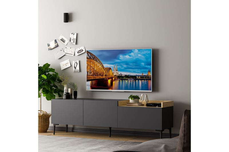 Mijara TV-benk 160x37 cm Svart - Hanah Home - Møbler - Mediamøbel & tv møbel - TV-benk & mediabenk