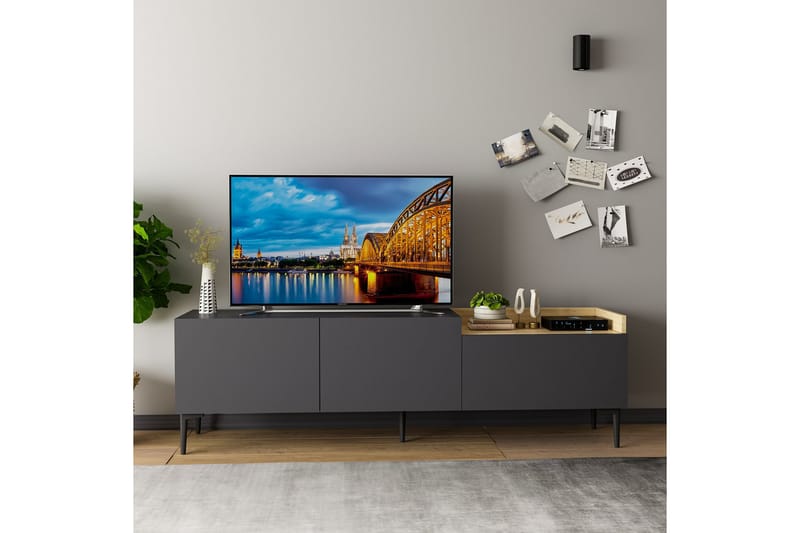 Mijara TV-benk 160x37 cm Svart - Hanah Home - Møbler - Mediamøbel & tv møbel - TV-benk & mediabenk