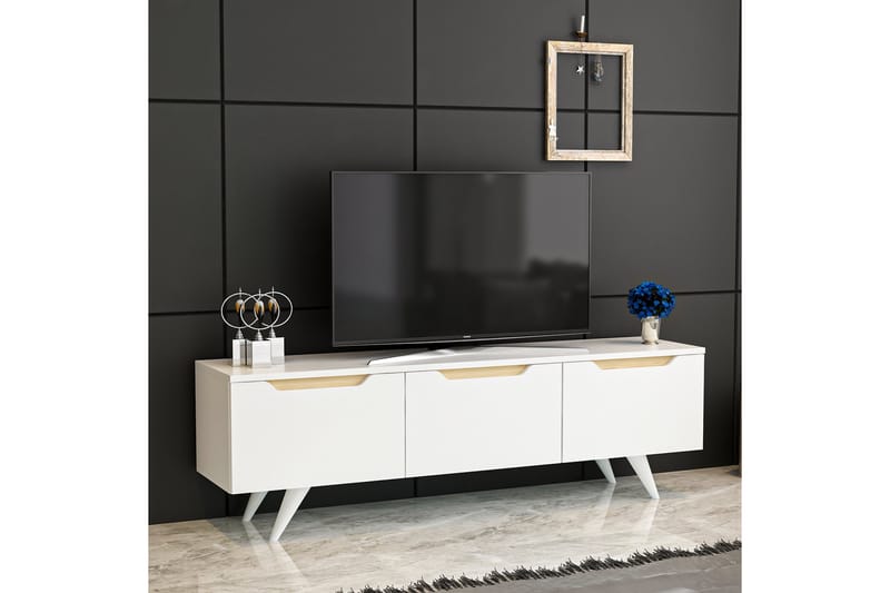 Babice TV-Benk 150x35 cm Hvit/Brun - Hanah Home - Møbler - Mediamøbel & tv møbel - TV-benk & mediabenk