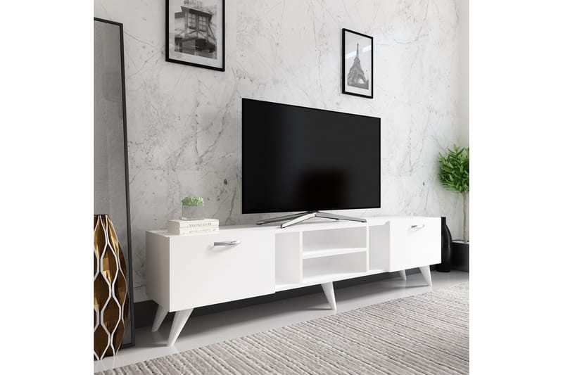 Rudy TV-benk 180x29,6 cm Hvit - Hanah Home - Møbler - Mediamøbel & tv møbel - TV-benk & mediabenk