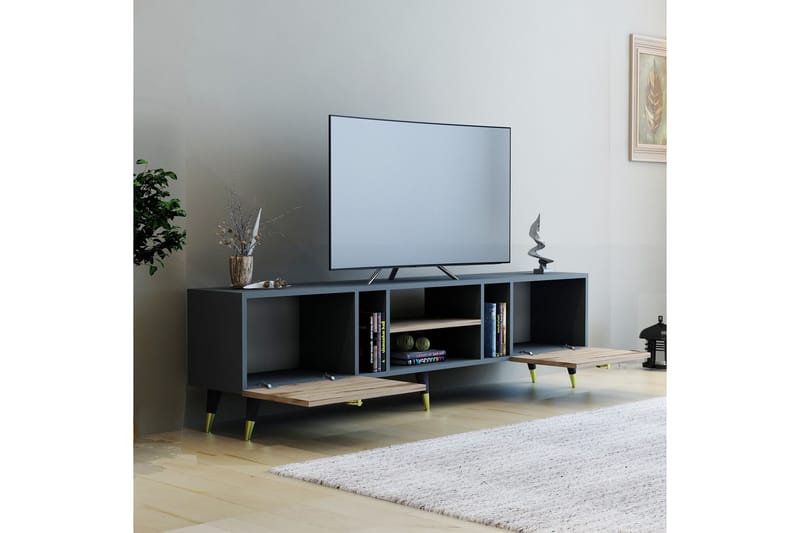 Rudy TV-benk 180x29,6 cm Brun/Svart - Hanah Home - Møbler - Mediamøbel & tv møbel - TV-benk & mediabenk