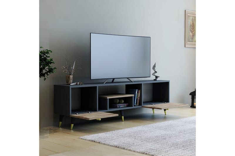 Irma TV-benk 150x29,6 cm Brun/Svart - Hanah Home - Møbler - Mediamøbel & tv møbel - TV-benk & mediabenk