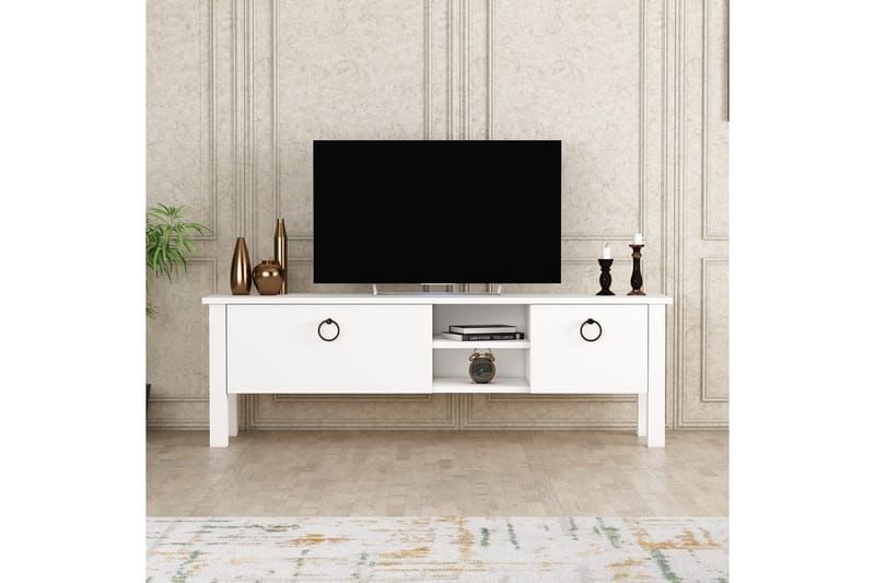 Perrenmies TV-Benk 140x35 cm Hvit - Hanah Home - Møbler - Mediamøbel & tv møbel - TV-benk & mediabenk