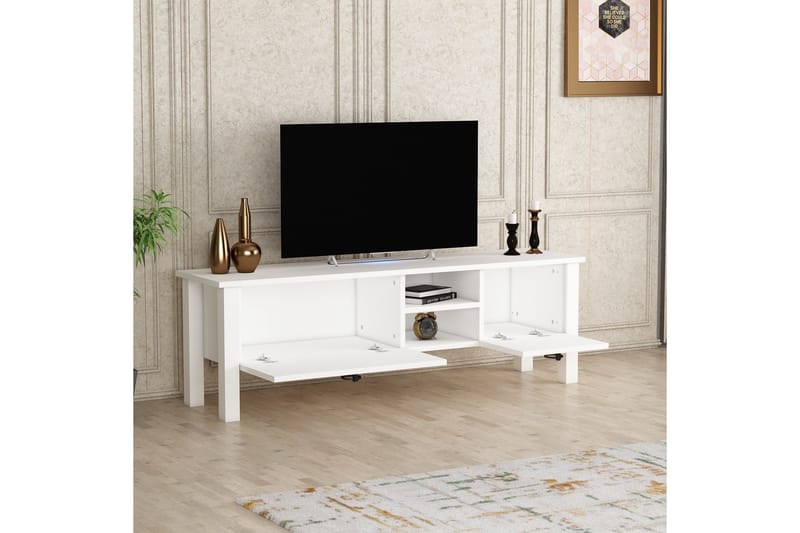 Perrenmies TV-Benk 140x35 cm Hvit - Hanah Home - Møbler - Mediamøbel & tv møbel - TV-benk & mediabenk