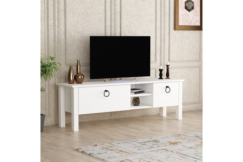 Perrenmies TV-Benk 140x35 cm Hvit - Hanah Home - Møbler - Mediamøbel & tv møbel - TV-benk & mediabenk