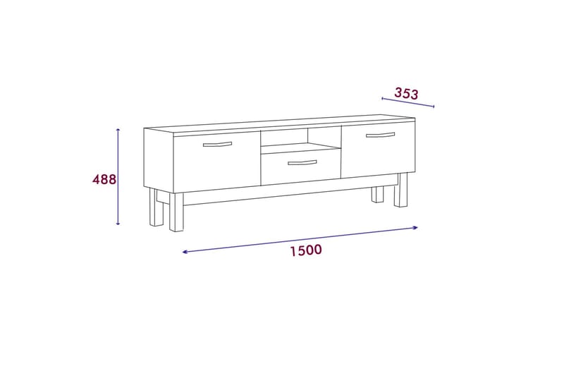 Suzi TV-benk 150x35,3 cm Hvit/Svart - Hanah Home - Møbler - Mediamøbel & tv møbel - TV-benk & mediabenk