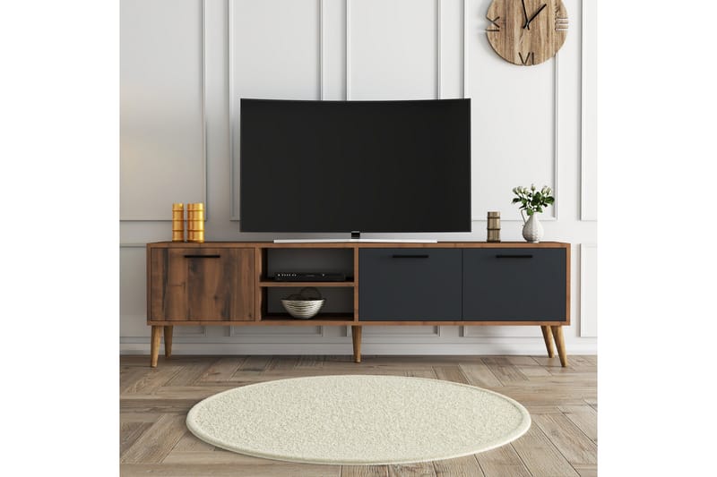 Essexa TV-benk 180x35 cm Brun/Svart - Hanah Home - Møbler - Mediamøbel & tv møbel - TV-benk & mediabenk