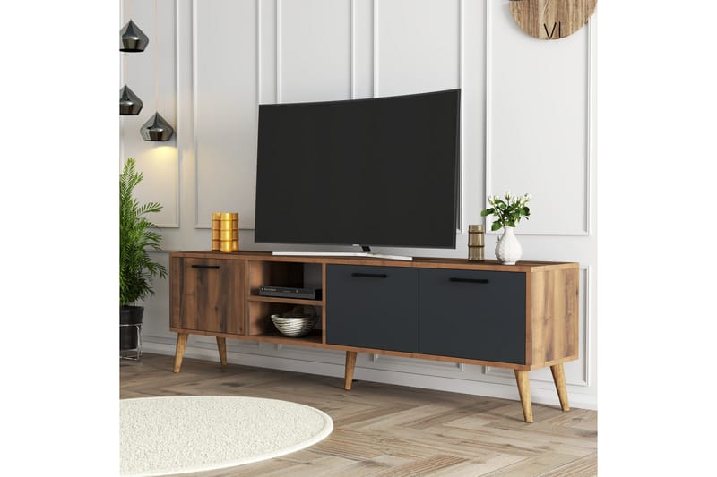 Essexa TV-benk 180x35 cm Brun/Svart - Hanah Home - Møbler - Mediamøbel & tv møbel - TV-benk & mediabenk