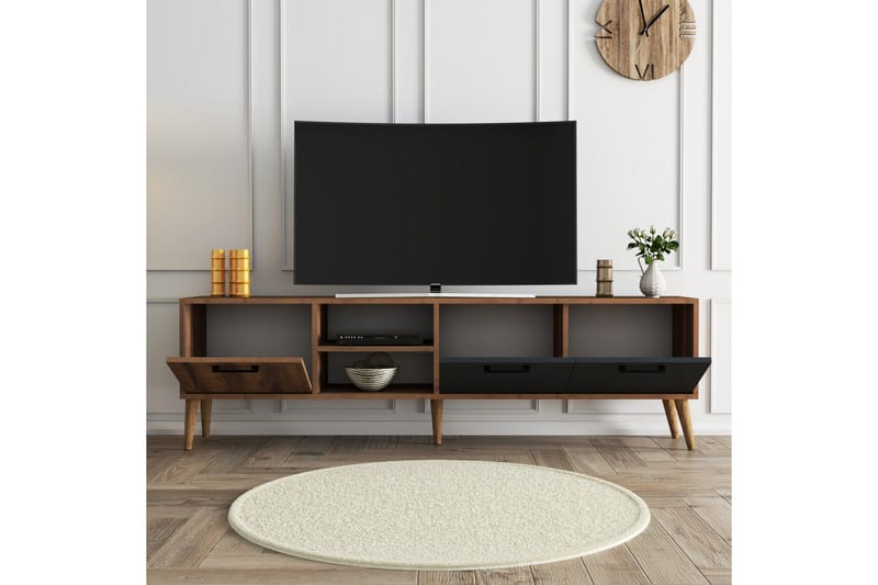 Essexa TV-benk 180x35 cm Brun/Svart - Hanah Home - Møbler - Mediamøbel & tv møbel - TV-benk & mediabenk