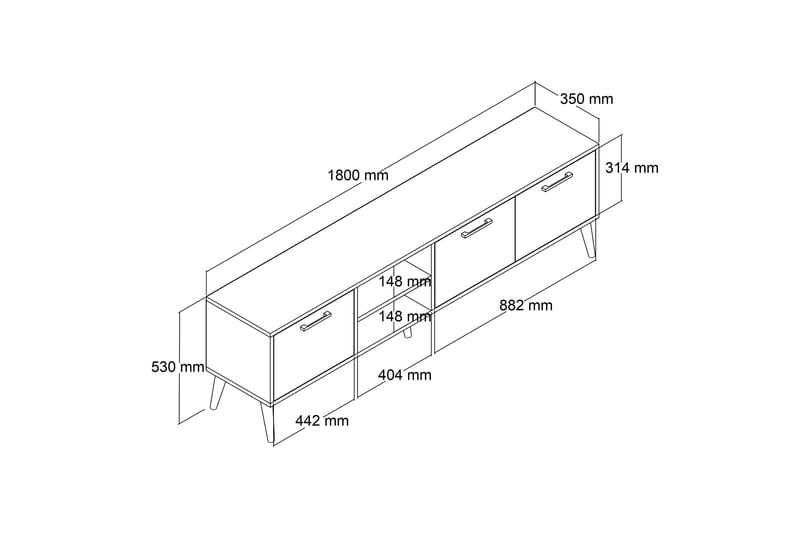 Essexa TV-benk 180x35 cm Brun/Svart - Hanah Home - Møbler - Mediamøbel & tv møbel - TV-benk & mediabenk