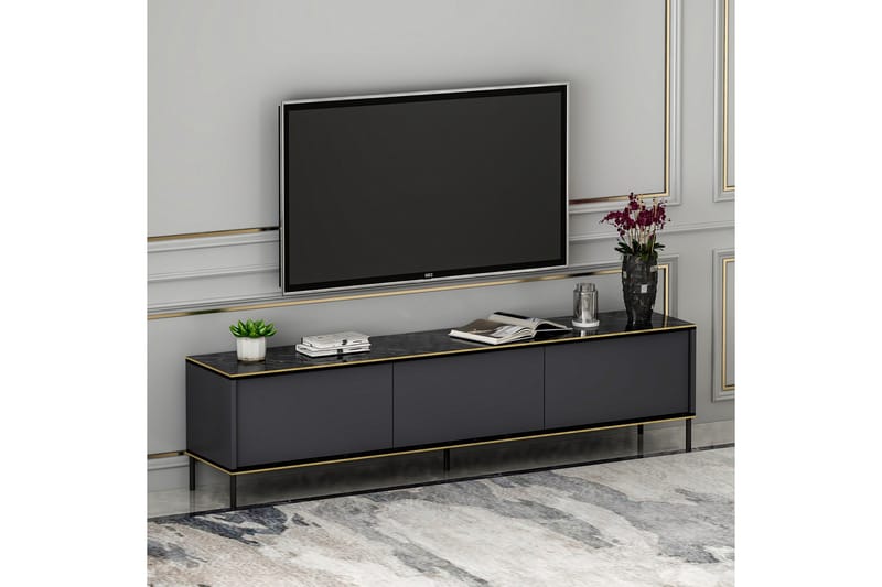 Imaj TV-benk 180x35 cm Svart - Hanah Home - Møbler - Mediamøbel & tv møbel - TV-benk & mediabenk