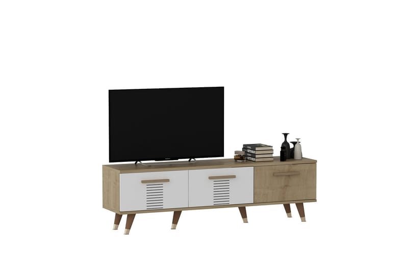 Asimo TV-Benk 150x35 cm Brun/Hvit - Hanah Home - Møbler - Mediamøbel & tv møbel - TV-benk & mediabenk