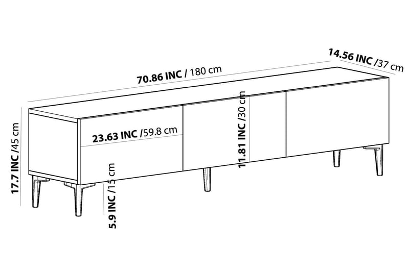 Artemis TV-Benk 180x37 cm Hvit/Svart - Hanah Home - Møbler - Mediamøbel & tv møbel - TV-benk & mediabenk