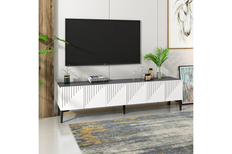 Artemis TV-Benk 180x37 cm Hvit/Svart - Hanah Home - Møbler - Mediamøbel & tv møbel - TV-benk & mediabenk