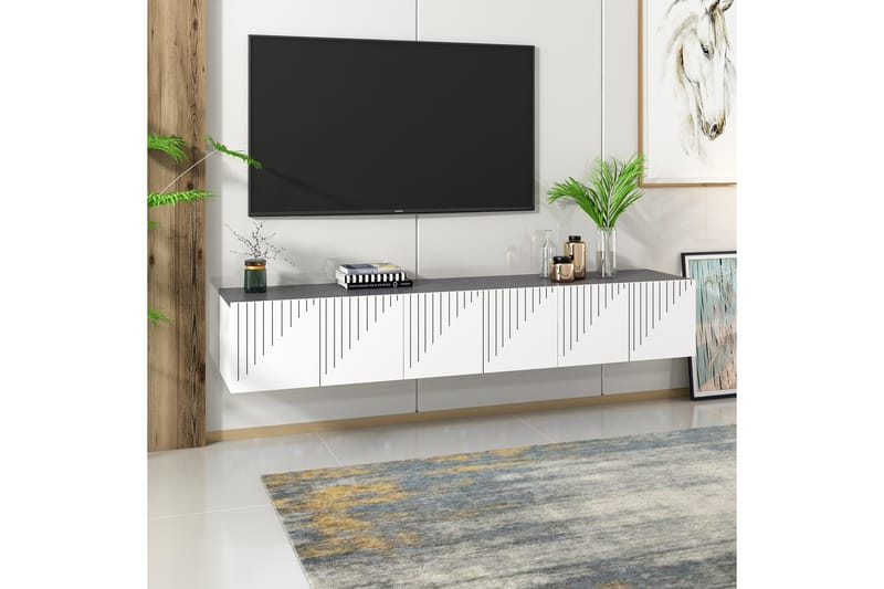 Artemis TV-Benk 180x37 cm Hvit/Svart - Hanah Home - Møbler - Mediamøbel & tv møbel - TV-benk & mediabenk