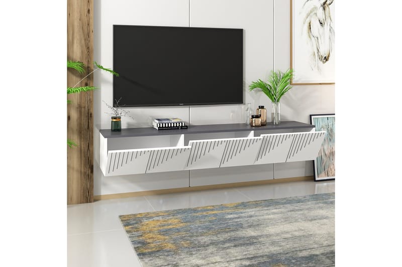 Artemis TV-Benk 180x37 cm Hvit/Svart - Hanah Home - Møbler - Mediamøbel & tv møbel - TV-benk & mediabenk