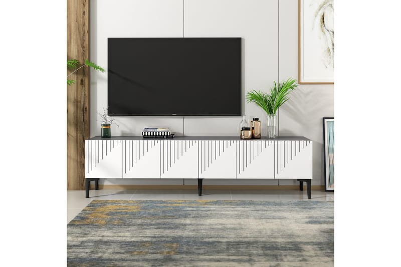 Artemis TV-Benk 180x37 cm Hvit/Svart - Hanah Home - Møbler - Mediamøbel & tv møbel - TV-benk & mediabenk