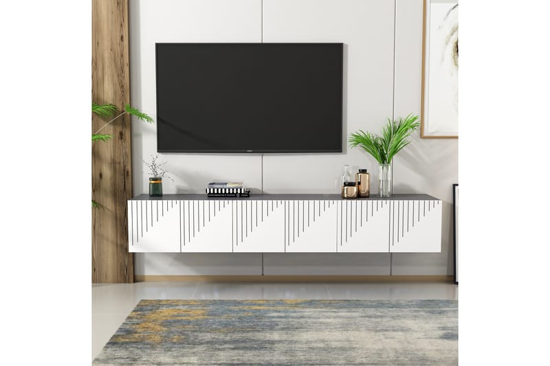 Artemis TV-Benk 180x37 cm Hvit/Svart - Hanah Home - Møbler - Mediamøbel & tv møbel - TV-benk & mediabenk