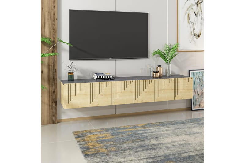 Artemis TV-benk 180x37 cm Brun/Svart - Hanah Home - Møbler - Mediamøbel & tv møbel - TV-benk & mediabenk