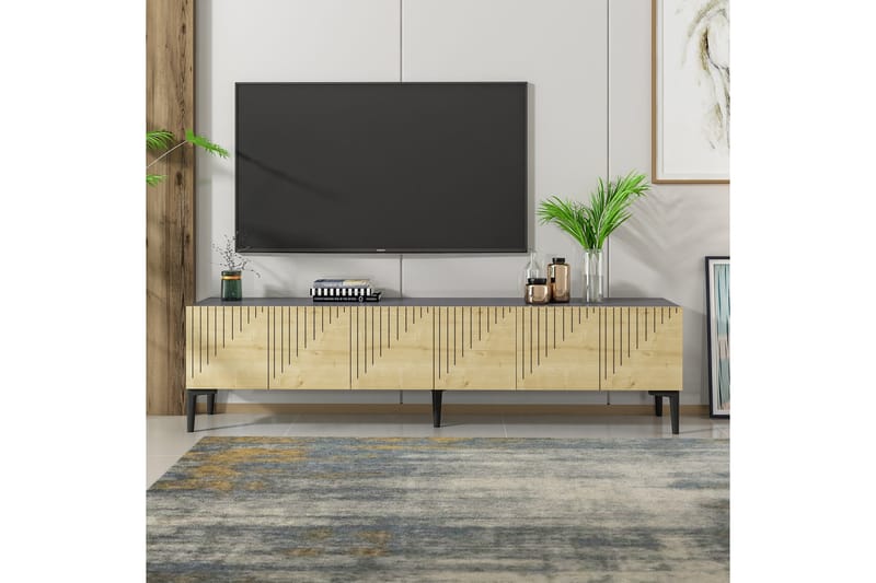 Artemis TV-benk 180x37 cm Brun/Svart - Hanah Home - Møbler - Mediamøbel & tv møbel - TV-benk & mediabenk