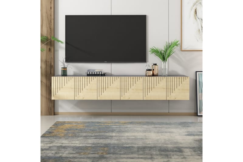 Artemis TV-benk 180x37 cm Brun/Svart - Hanah Home - Møbler - Mediamøbel & tv møbel - TV-benk & mediabenk