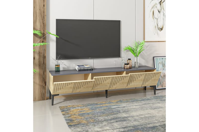 Artemis TV-benk 180x37 cm Brun/Svart - Hanah Home - Møbler - Mediamøbel & tv møbel - TV-benk & mediabenk