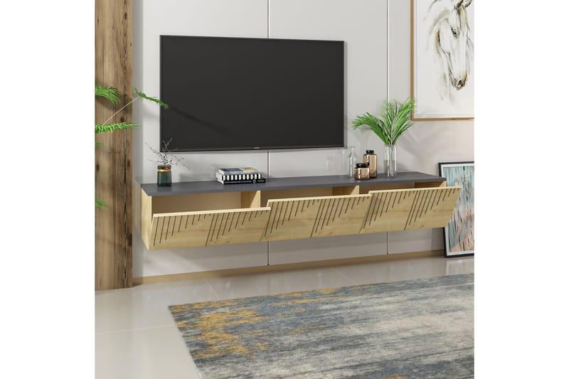 Artemis TV-benk 180x37 cm Brun/Svart - Hanah Home - Møbler - Mediamøbel & tv møbel - TV-benk & mediabenk