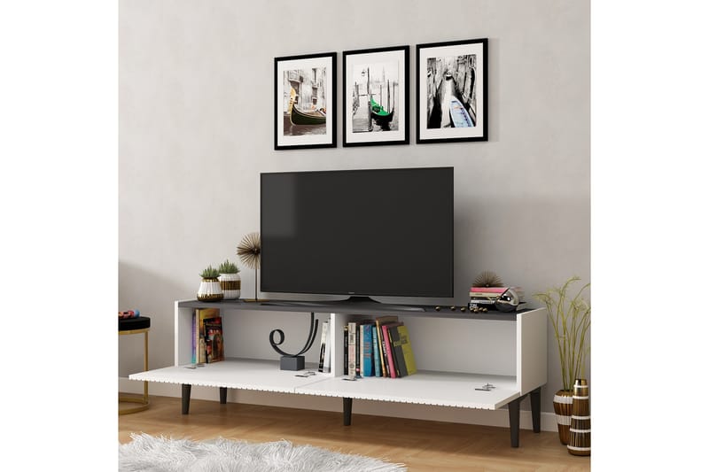 Draw TV-Benk 154x37 cm Hvit/Svart - Hanah Home - Møbler - Mediamøbel & tv møbel - TV-benk & mediabenk