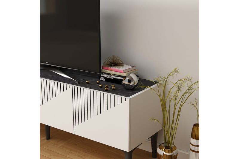 Draw TV-Benk 154x37 cm Hvit/Svart - Hanah Home - Møbler - Mediamøbel & tv møbel - TV-benk & mediabenk