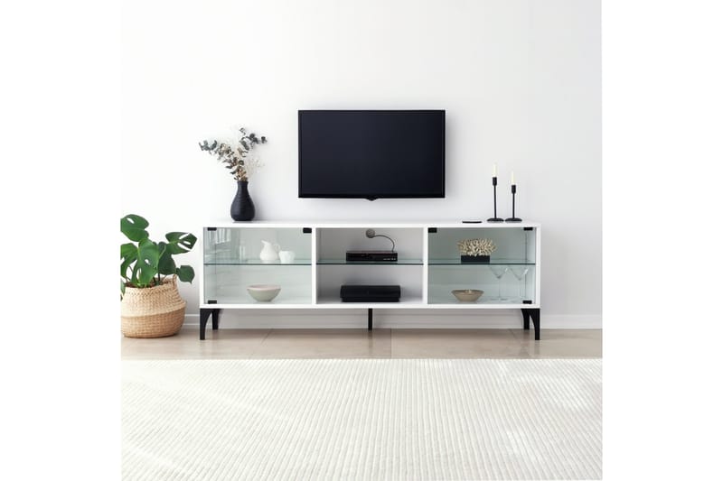 Kashiwa TV-benk 160x35 cm Hvit - Hanah Home - Møbler - Mediamøbel & tv møbel - TV-benk & mediabenk