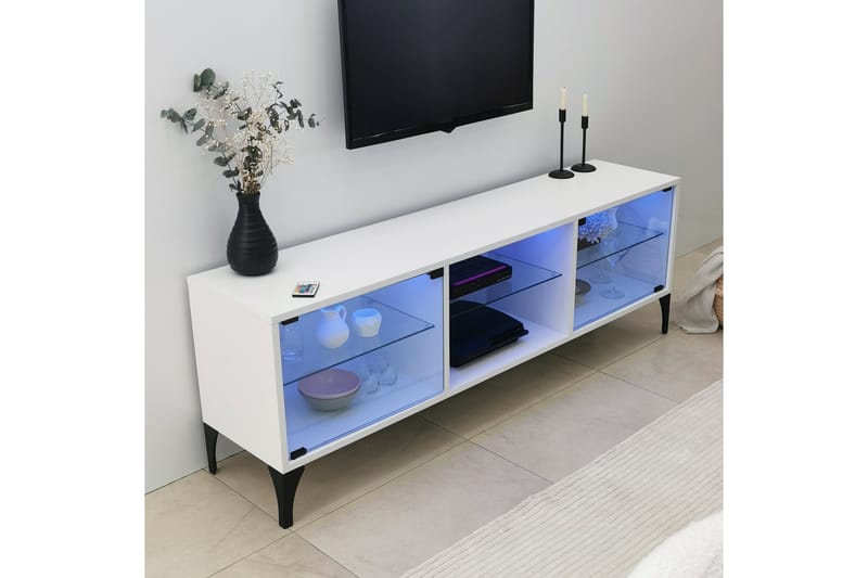 Kashiwa TV-benk 160x35 cm Hvit - Hanah Home - Møbler - Mediamøbel & tv møbel - TV-benk & mediabenk