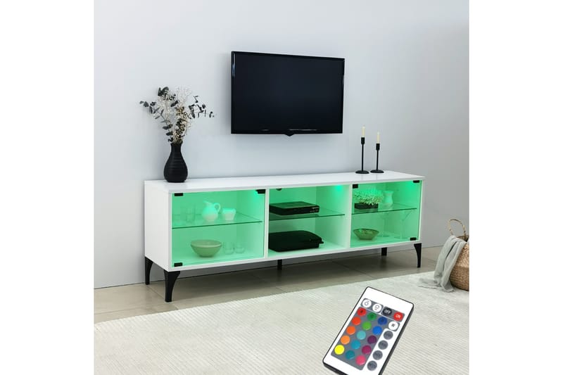 Kashiwa TV-benk 160x35 cm Hvit - Hanah Home - Møbler - Mediamøbel & tv møbel - TV-benk & mediabenk