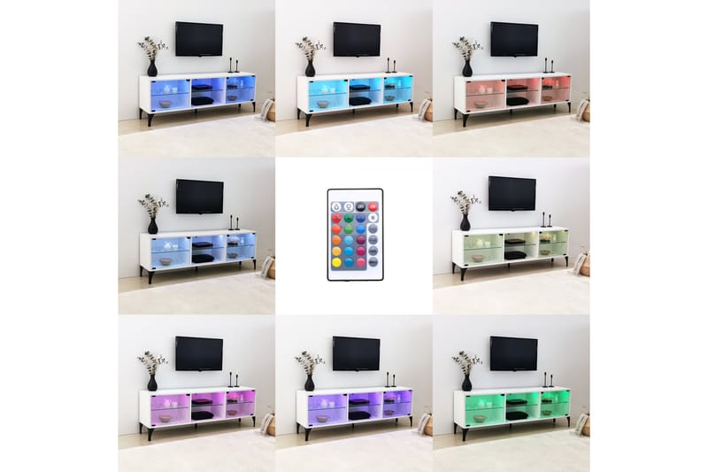 Kashiwa TV-benk 160x35 cm Hvit - Hanah Home - Møbler - Mediamøbel & tv møbel - TV-benk & mediabenk