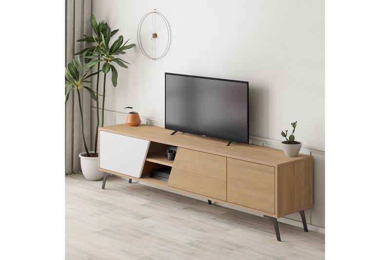 Fiona TV-benk 180x35,6 cm Brun/Hvit - Hanah Home - Møbler - Mediamøbel & tv møbel - TV-benk & mediabenk