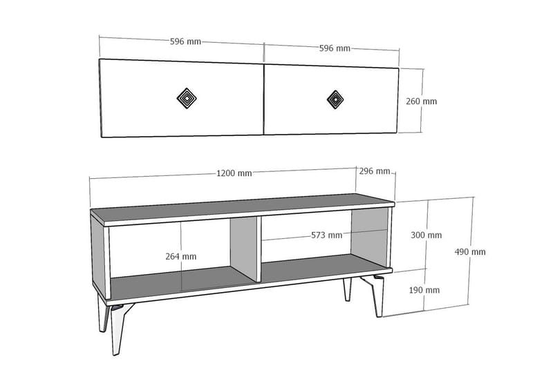 Arel TV-benk 120 cm - Hvit/Gull - Møbler - Mediamøbel & tv møbel - TV-benk & mediabenk