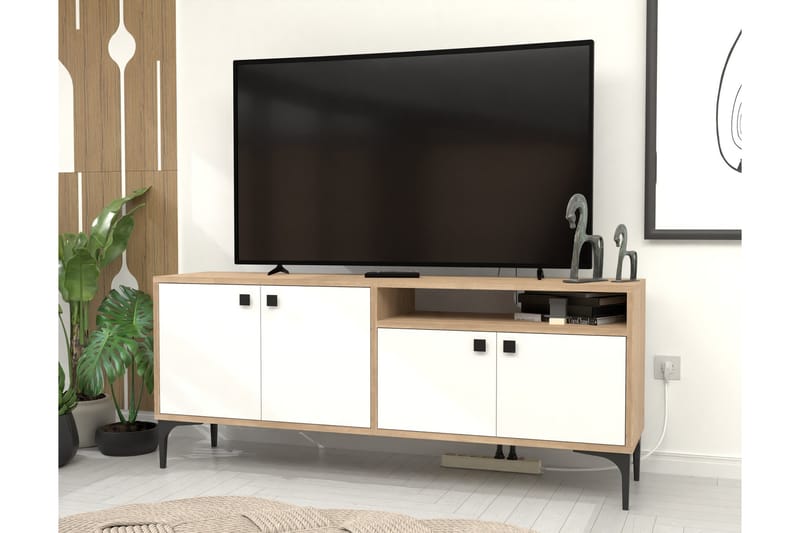 Artemis Tv-benk 139 cm - Hvit/Eik - Møbler - Mediamøbel & tv møbel - TV-benk & mediabenk